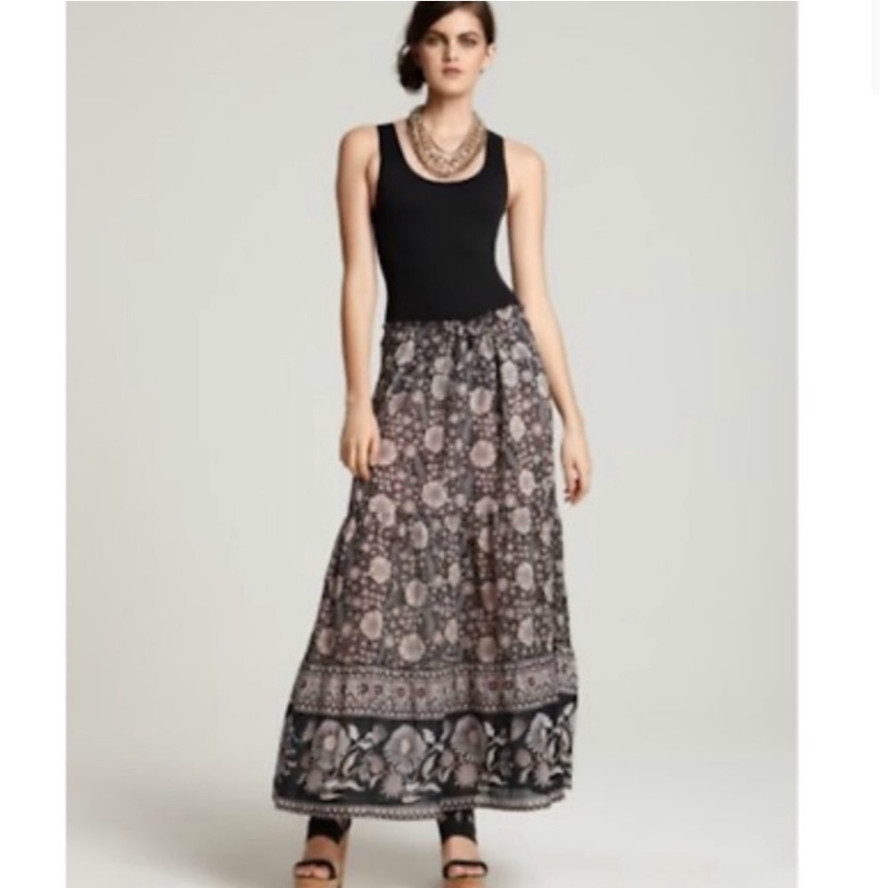 Joie Lightweight Cotton Maxi Skirt Red Floral